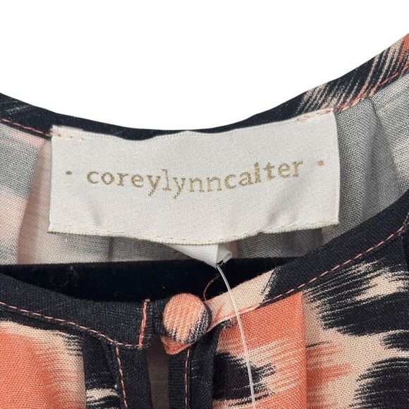 Anthropologie Corey Lynn Calter Annika Blouse Black/Peach Size XS NWT - Picture 4 of 11
